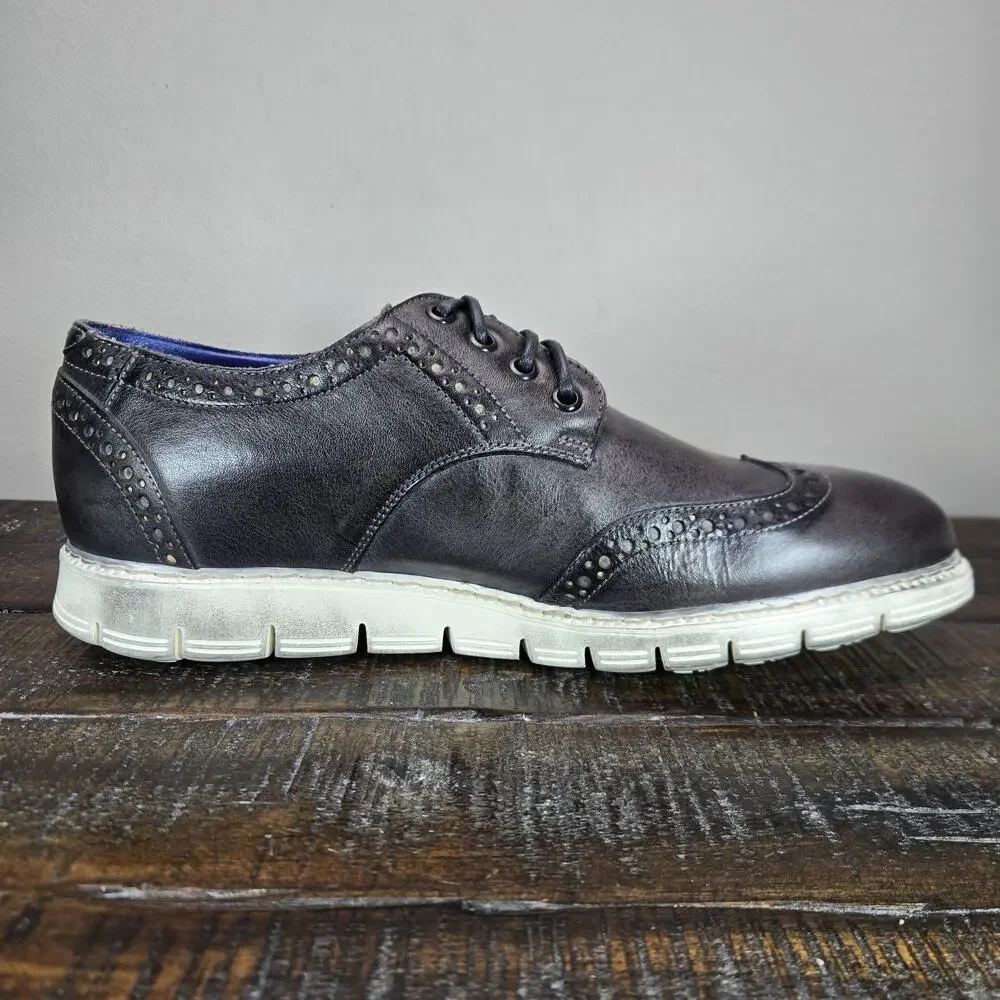 NEW BED STU Cayuga II Mens Size 9 Oxford Sneakers Organic Leather Gray White